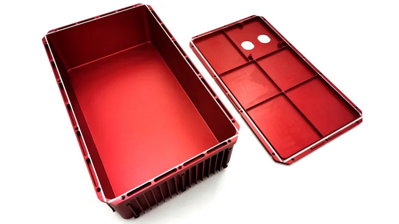 red anodized CNC machined electronic casing
